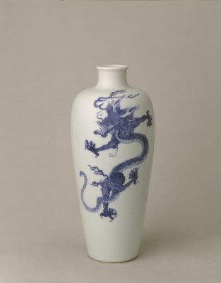 图片[1]-Blue and white dragon vase-China Archive